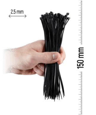 ZOLLEX Najlonska vezica 2,5 X 150 (ČRNA) 100 kos