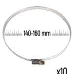 ZOLLEX Cevne objemke iz nerjavnega jekla GT 140-160 mm (10 kos)