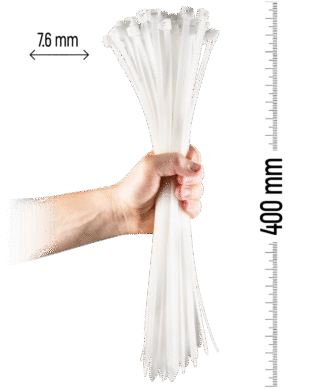 ZOLLEX Najlonska vezica7,6 X 400 (BELA) 100 kos