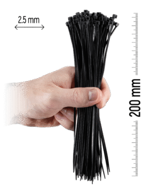 ZOLLEX Najlonska vezica 2,5 X 200 (ČRNA) 100 kos