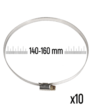 Cevne objemke iz nerjavnega jekla GT 140-160 mm (10 kos)