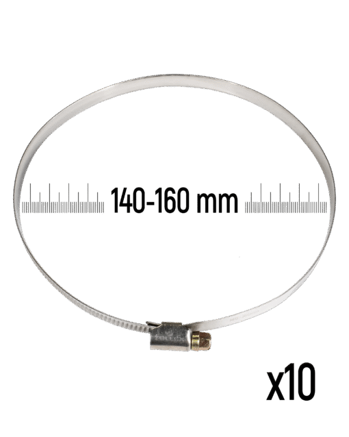 Cevne objemke iz nerjavnega jekla GT 140-160 mm (10 kos)